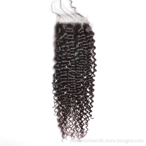 100 unprocessed virgin human hair Brazilian kinky curly weave lace closure 4x4 5x5 6x6 free part, middle part three part closure